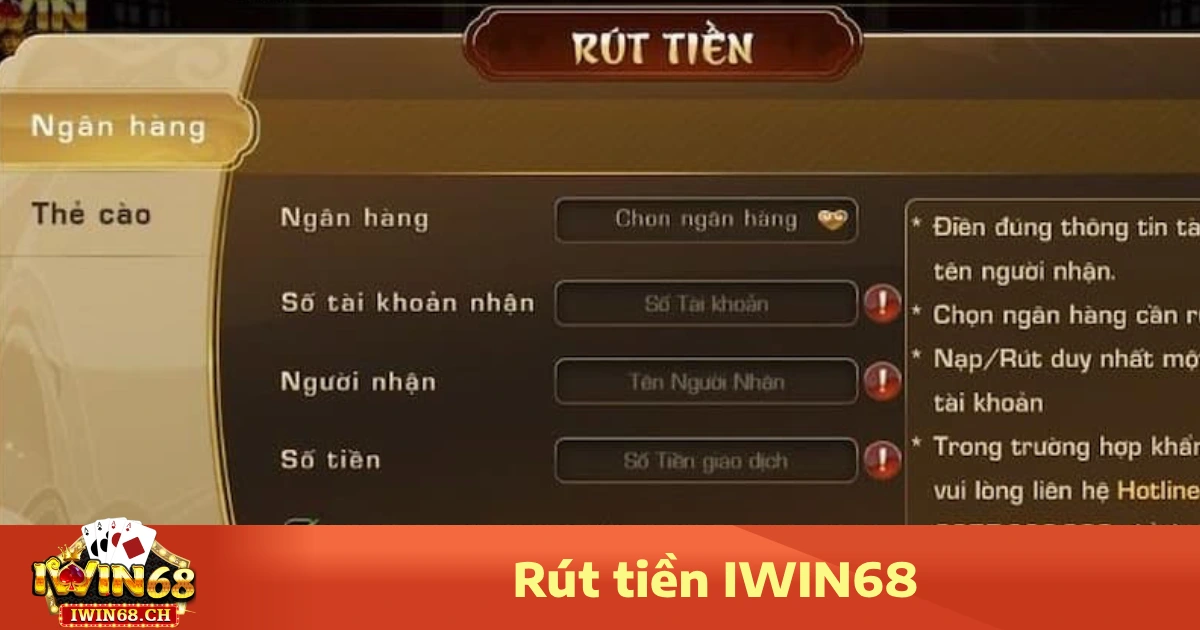 Hướng dẫn chi tiết cách rút tiền Iwin68